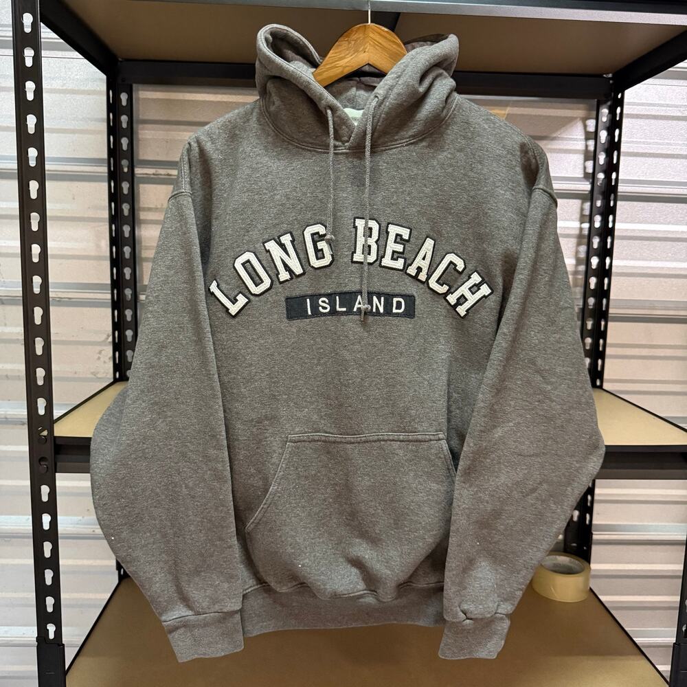 Long Beach Island Grey Graphic Hoodie Unisize Resortwear